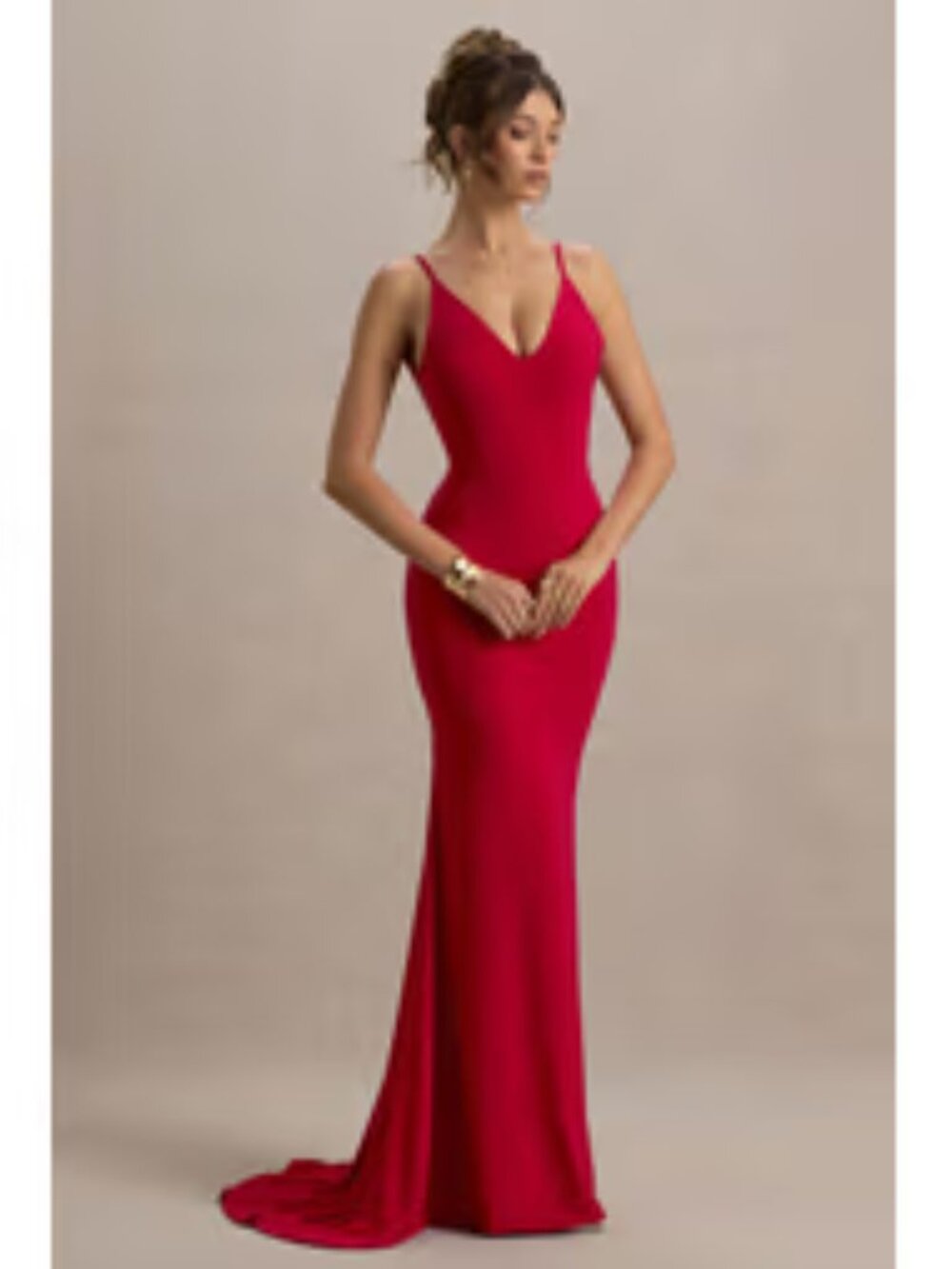 Club L London Endless Love Maxi Dress Backless Knot Detail Fishtail Red NWT 4